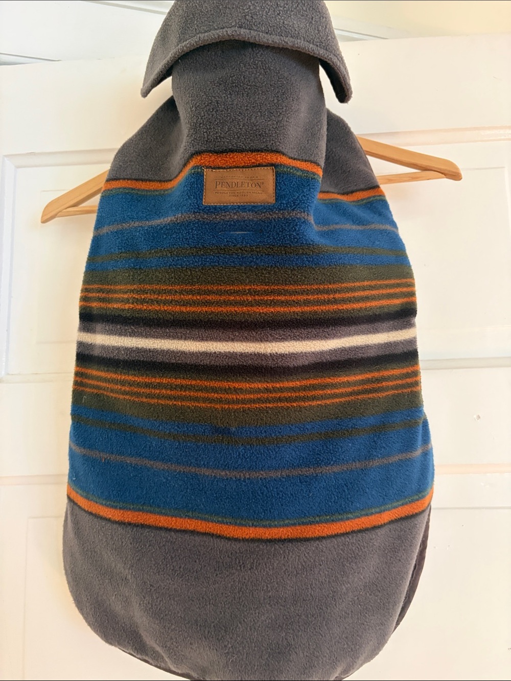 Pendleton Gray, Blue & Orange Striped Fleece Backpack Cover
